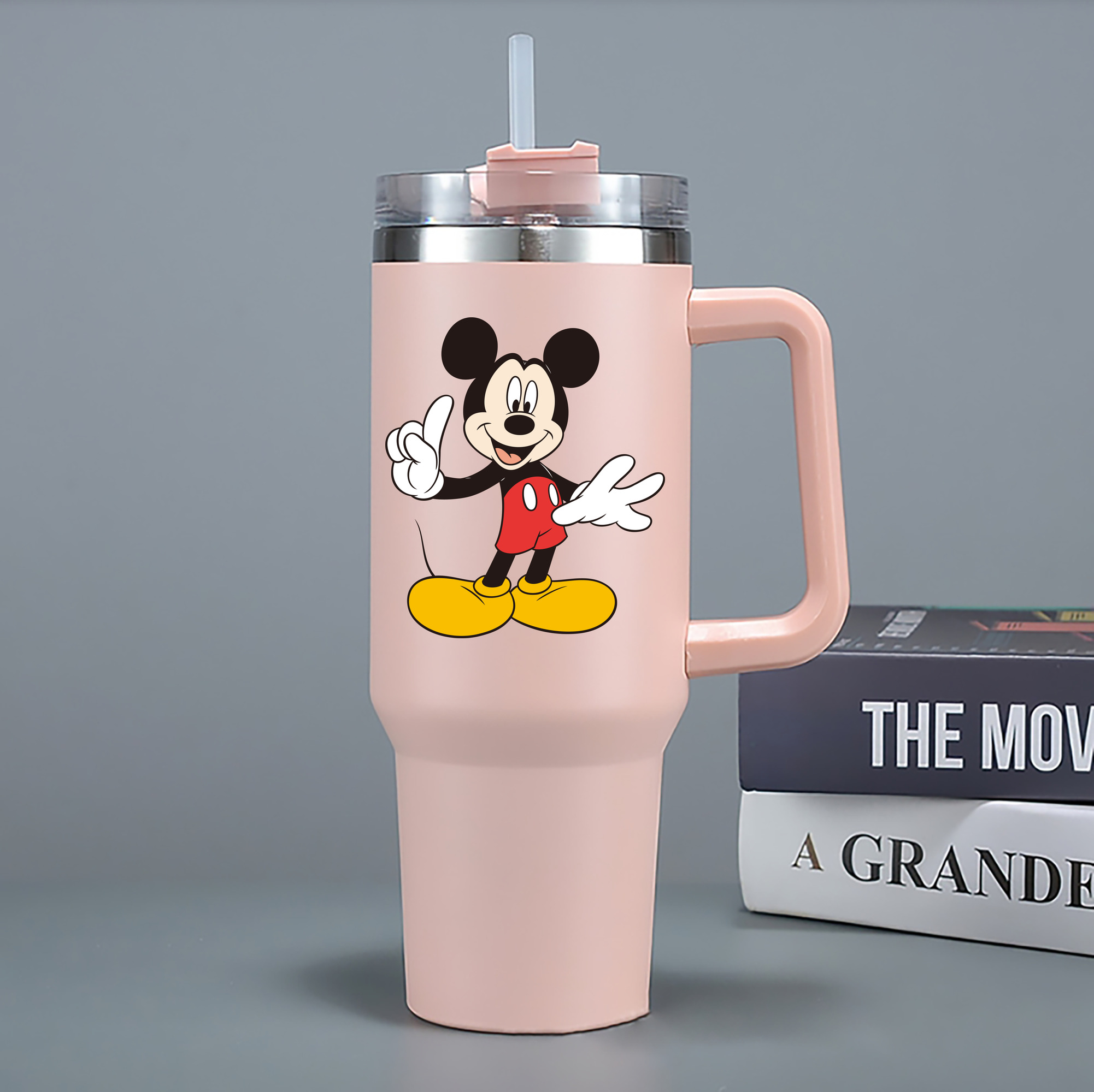 （画像用） ミッキーマウス Mickey Mouse 1200mL車用タンブラー - クリスタルステッカー（プラスチックストロー付き）